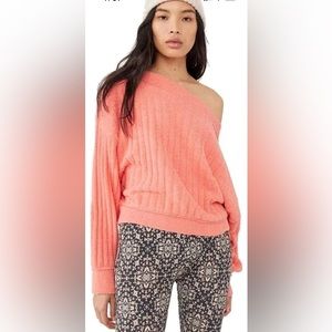 Free People Women's Cabin Fever Ribbed  Sweater  Coral L(all sizes)